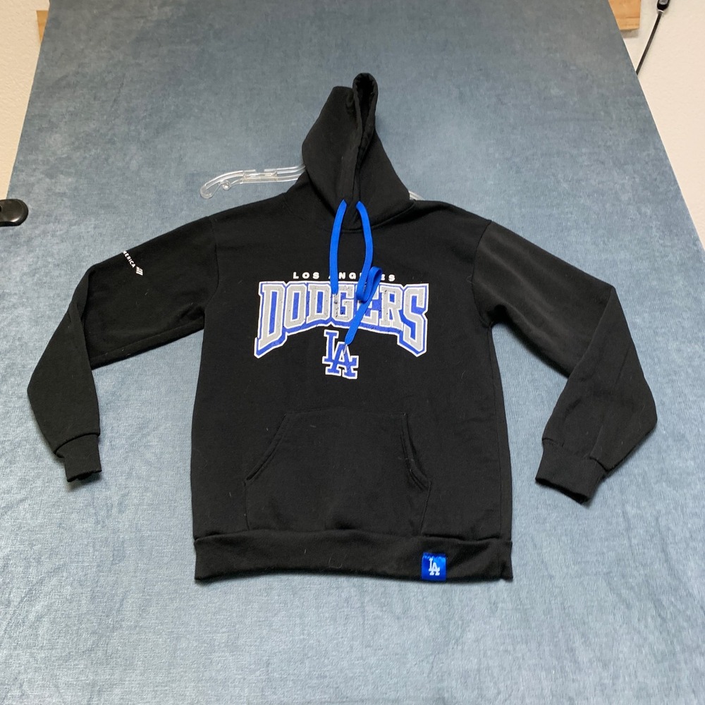Los Angeles Dodgers Hoodie Men Medium Black MLB Graphic Logo Drawstring Pullover
